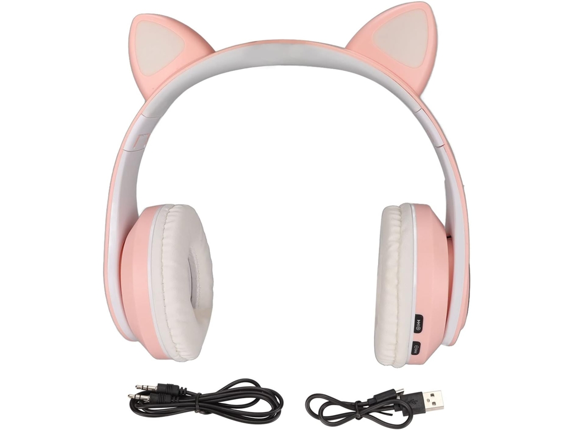 Fone De Ouvido Gamer Com Orelhas Gato Brilhantes, Bluetooth 5 0, Graves Potentes, Dobrável, Sem Fio, Com Luz De