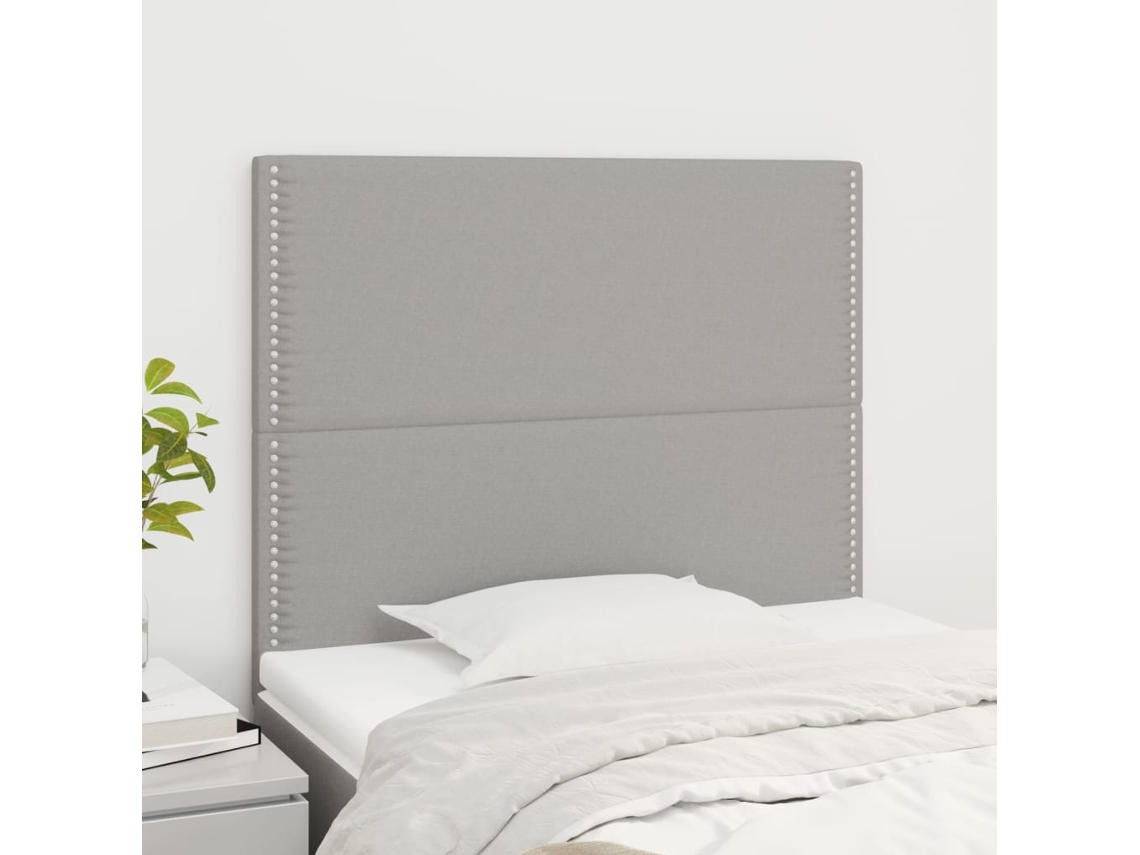 Vidaxl Cabeceira Cinza Claro 100x5x118/128 Cm Tecido