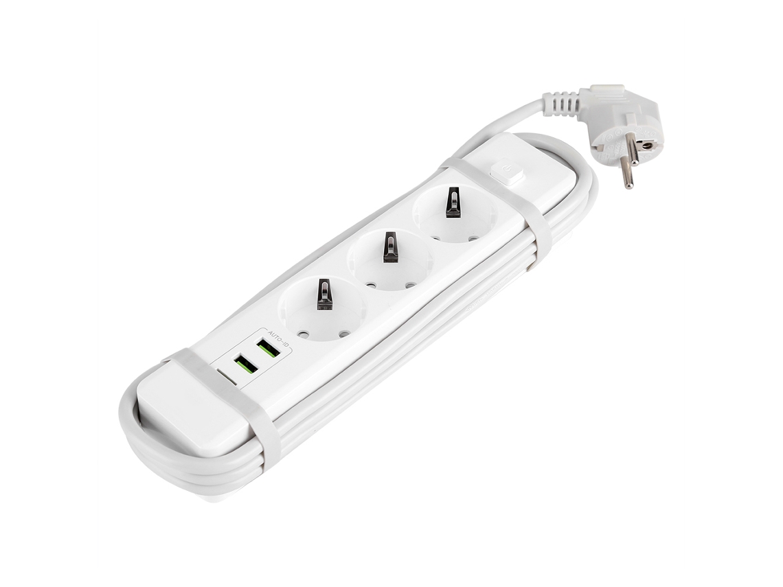 Laxiscreed Extensão Elétrica Ue Com 3 Tomadas, 3 Usb À Prova D'água E Multifuncional