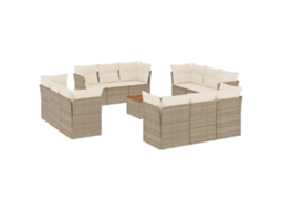 Maison Exclusive - 13 Pcs Conjunto De Sofás P/ Jardim Com Almofadões Vime Pe Bege
