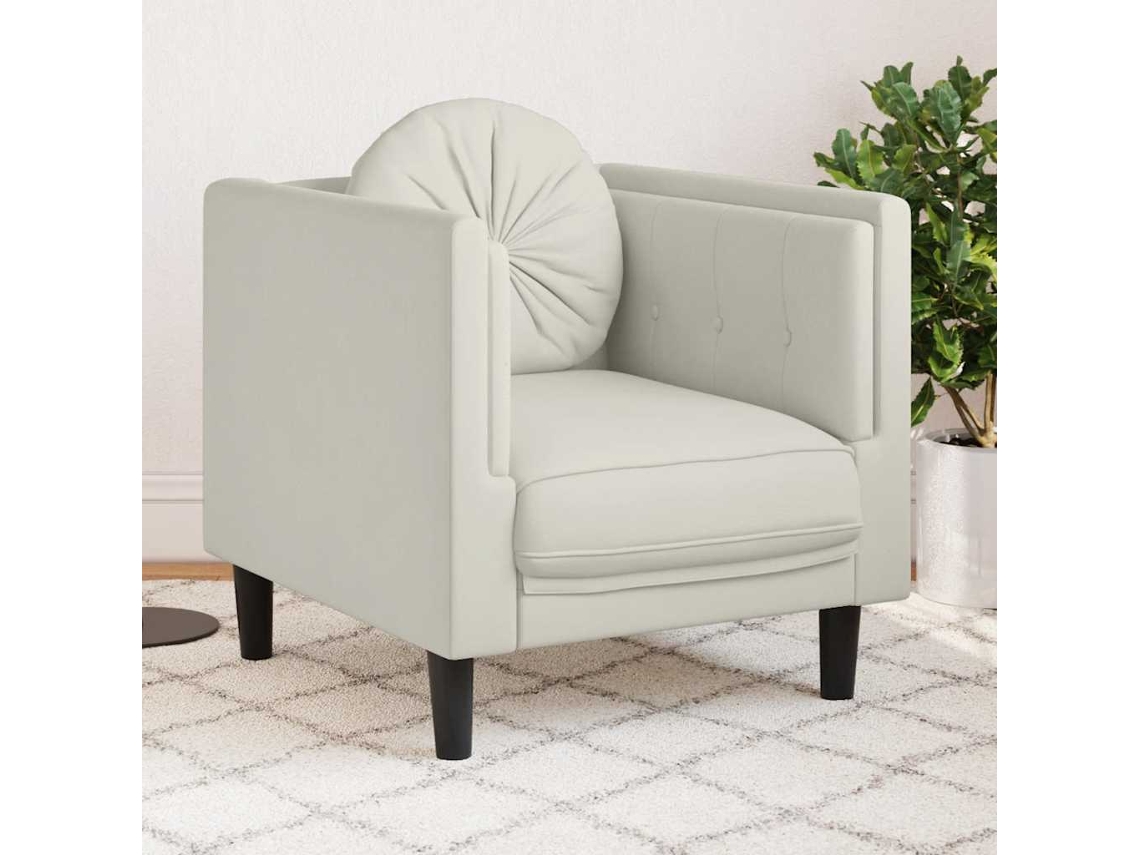 Vidaxl Poltrona com Almofadão Veludo Cor Creme