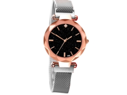 Relógio de Pulso Analógico com Pulseira de Aço Estilo Moderno e Movimento de Quartzo Prata