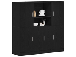 Vidaxl 3 Pcs Armário De Cozinha Conjunto Derivados De Madeira Preto