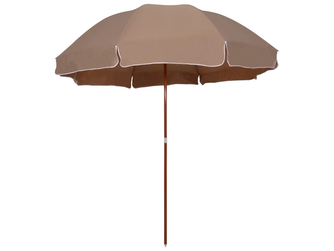 Vidaxl Guarda-sol De Jardim C/ Poste De Aço 300cm Cinzento-acastanhado
