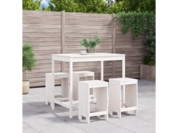 Vidaxl 5 Pcs Conjunto De Bar Para Jardim Pinho Maciço Branco