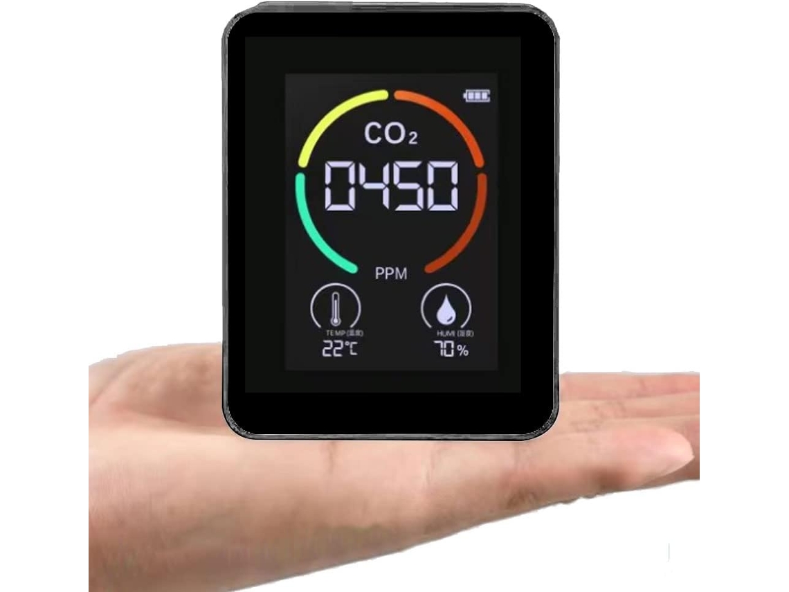 Medidor de qualidade de CO2 Lurelia Ar, temperatura/umidade, com visor digital