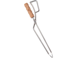Pinça Para Carvão, Utensílio Para Churrasco Em Aço Inoxidável Com Cabo De Madeira Faia, Prática E Resistente A Altas
