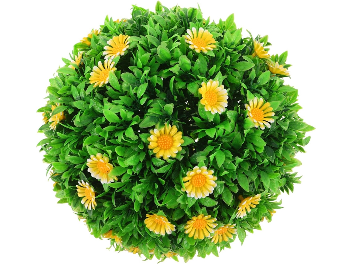 Bola Decorativa Com Flores Artificiais De Margarida Amarela, 30 Cm De Diâmetro, Planta Topiária Redonda...