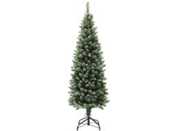 Árvore De Natal Coberta De Neve Com 150 Cm De Altura, 395 Galhos, Pinhas E Base De Aço.