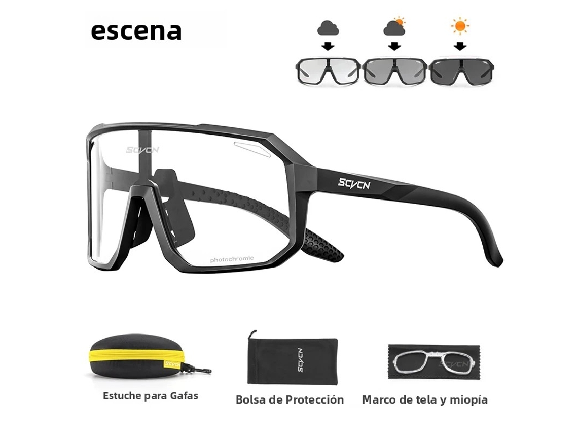 (modelo 1 Com Mudança De Cor) Óculos De Ciclismo Unissex Com Mudança De Cor, Estojo E Proteção Uv400.