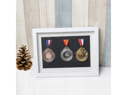 Estojo Para Medalhas Quadro De Fotos Com Mesa Giratória Estéreo Espessado De Qualidade Premium 12,7 X 17,8 Cm Branco