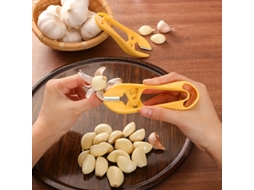 Descascador E Fatiador De Alho Resistente, Utensílio Manual Eficiente Para Cozinha Doméstica, Restaurante Ou Café, Amarelo Claro, Fácil De Limpar
