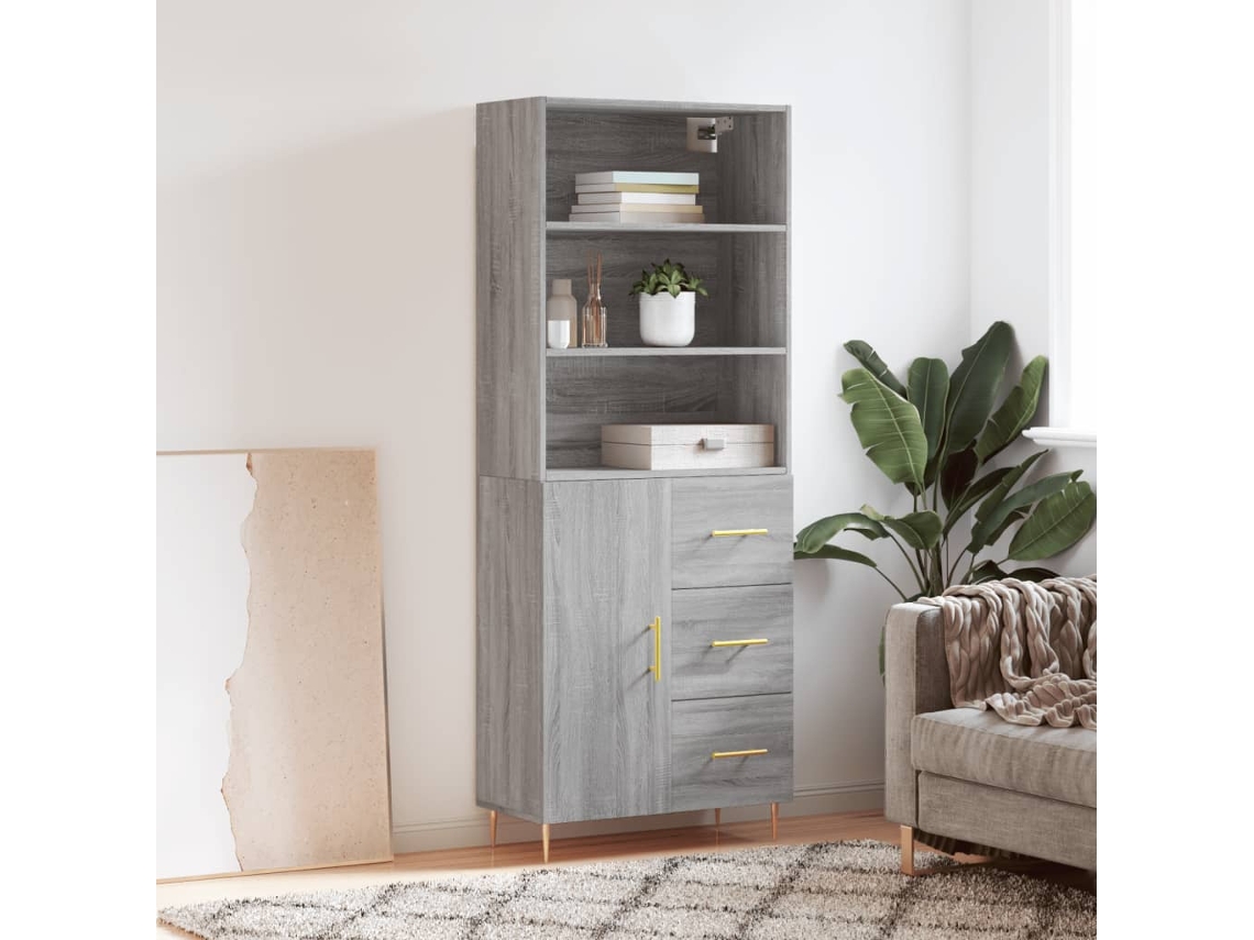 Armario alto 69,5x34x180 cm Derivados de madera Gris Sonoma