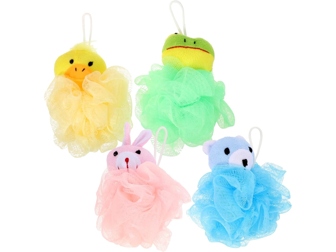 Esponja De Banho Corporal Com Estampa De Animais De Desenho Animado Gokoco (4 Peças)
