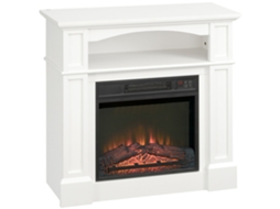 Lareira Elétrica com Led com Efeito de Chama e Brilho Ajustável com Controle Remoto 1800 W 80,5 X 32,3 X 80,5 Cm Branco
