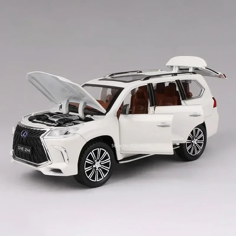 (lx570 Branco) 1:24 - Miniatura De Carro Em Liga Metálica - Simulação De Som E Luz