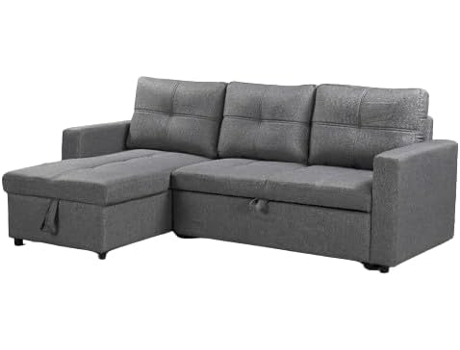 Sofá Cama Chaise Longue de 215x135 cm PAU - Gris Claro