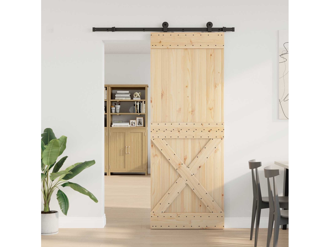 Vidaxl Porta Deslizante Narvik Natural E Preto 85 X 210 Cm (152,5 Cm)