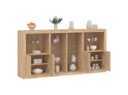 Vidaxl Aparador Com Luzes Led 202x37x100 Cm Carvalho Sonoma