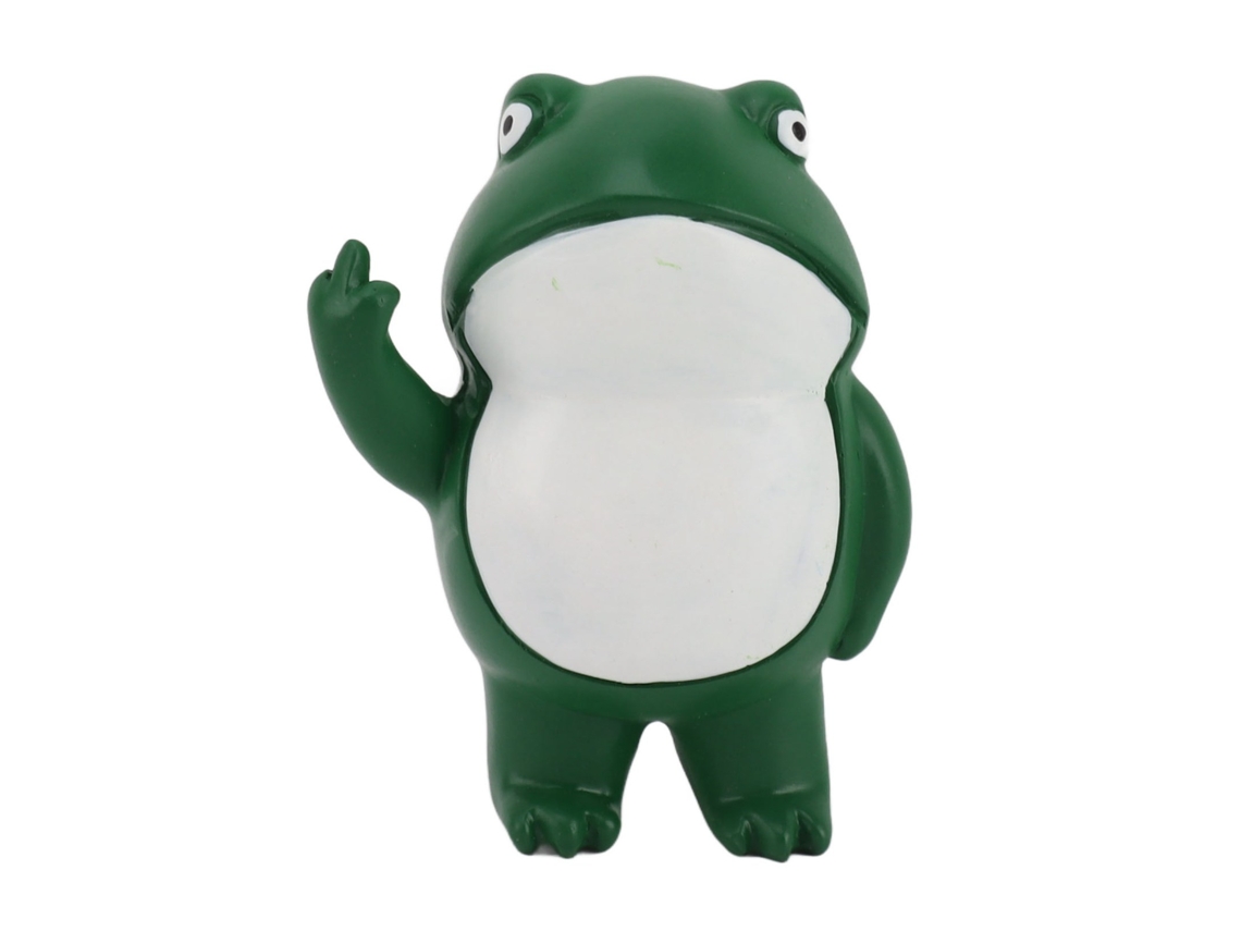 Estatueta de Sapo Rebelde com Dedo Médio em Resina, Decorativa para Casa e Escritório
