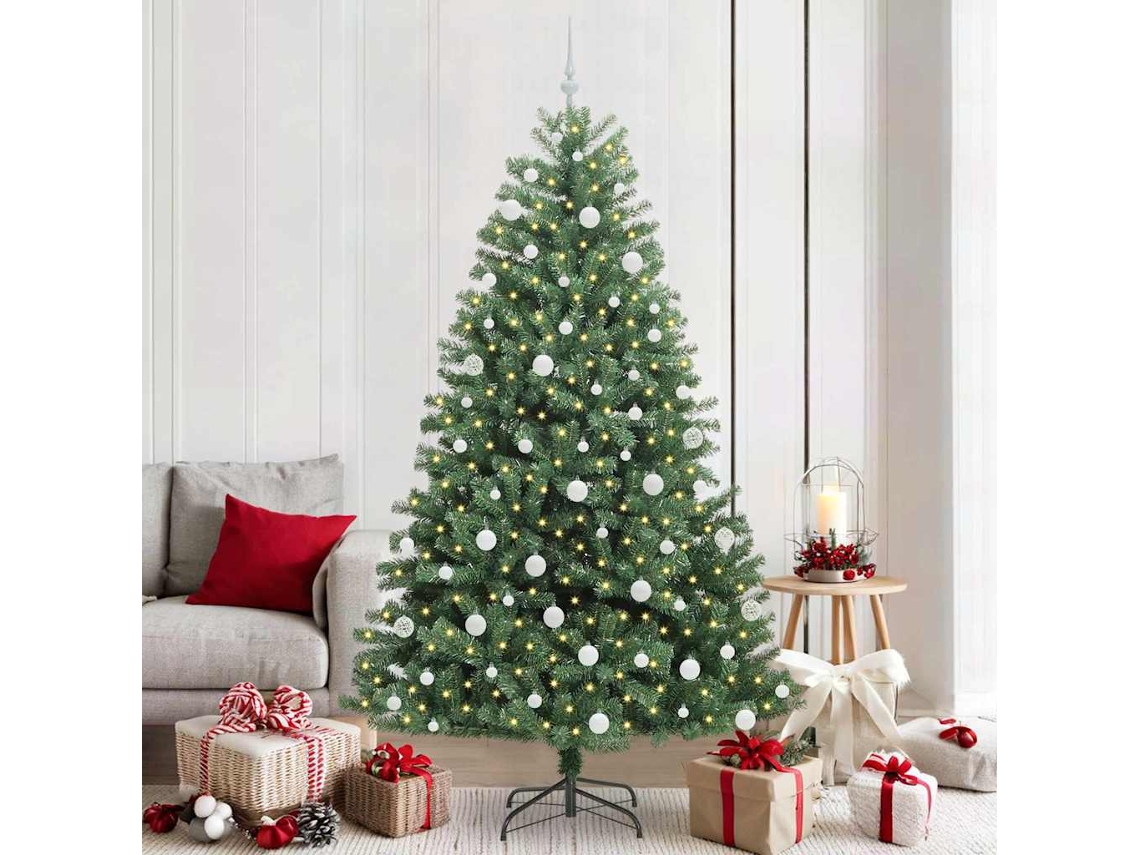 Vidaxl Árvore De Natal Articulada Artificial Verde 210 Cm Pvc E Metal