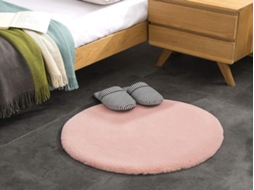 Lurelia Tapete Felpudo Antiderrapante Macio Fofo Poliéster Rosa Ø60 Cm Sala Quarto