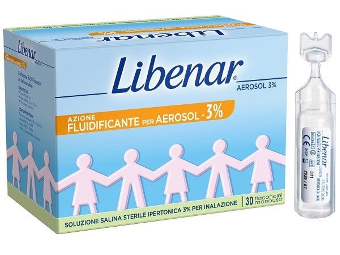 Solução Salina Hipertónica 3% LIBENAR para Inalação com Aerosol 30 Frascos Monouso X 4 Ml LIBENAR