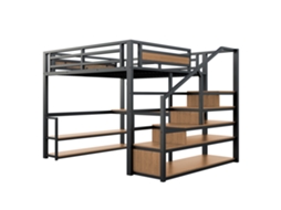 Cama Alta com Escrivaninha e Prateleiras Usb Capacidade 150kg