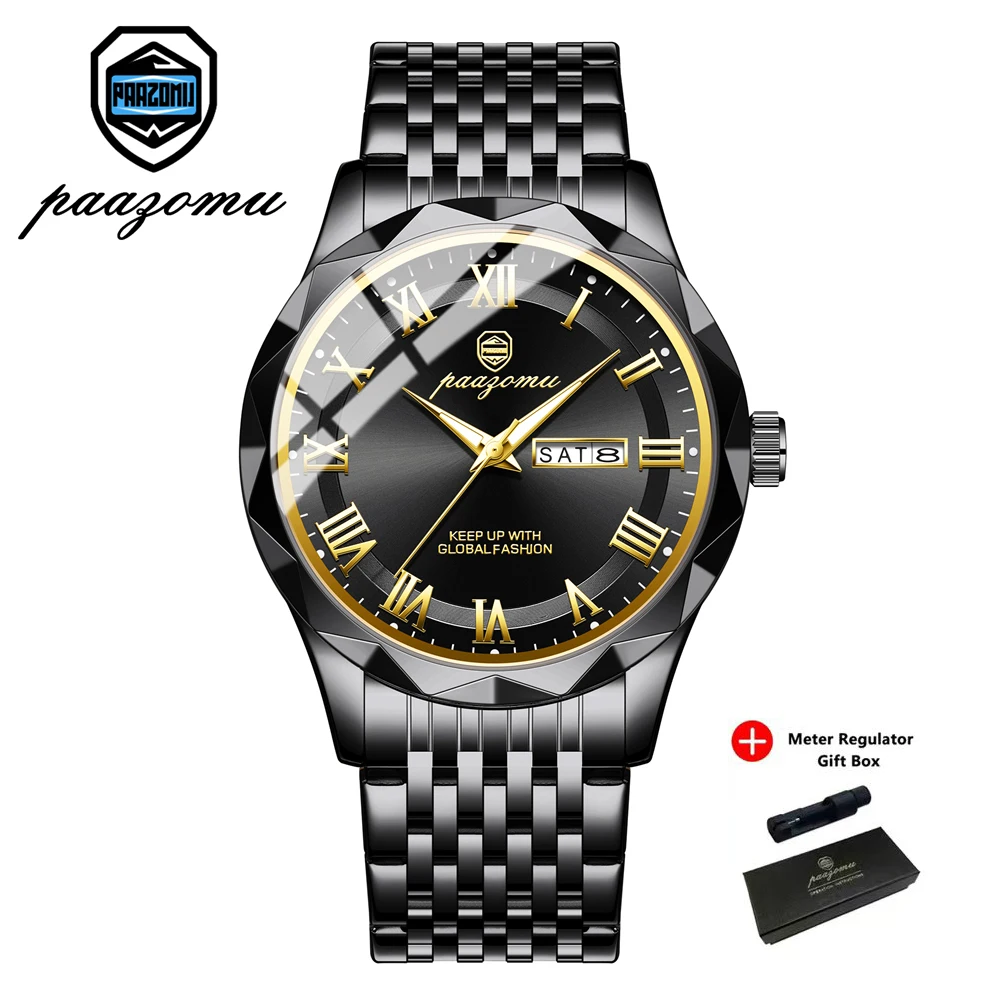 Relógio Elegante E Luminoso (preto), Com Data E Dia Da Semana, À Prova D'água E Casual.