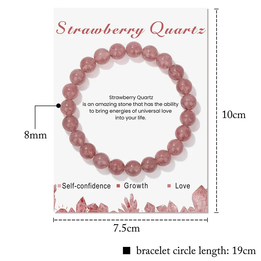 Pulseira de Hematita Magnética Natural , Joia para Meditação Dos Chakras MDUG (quartzo Morango, 17cm)