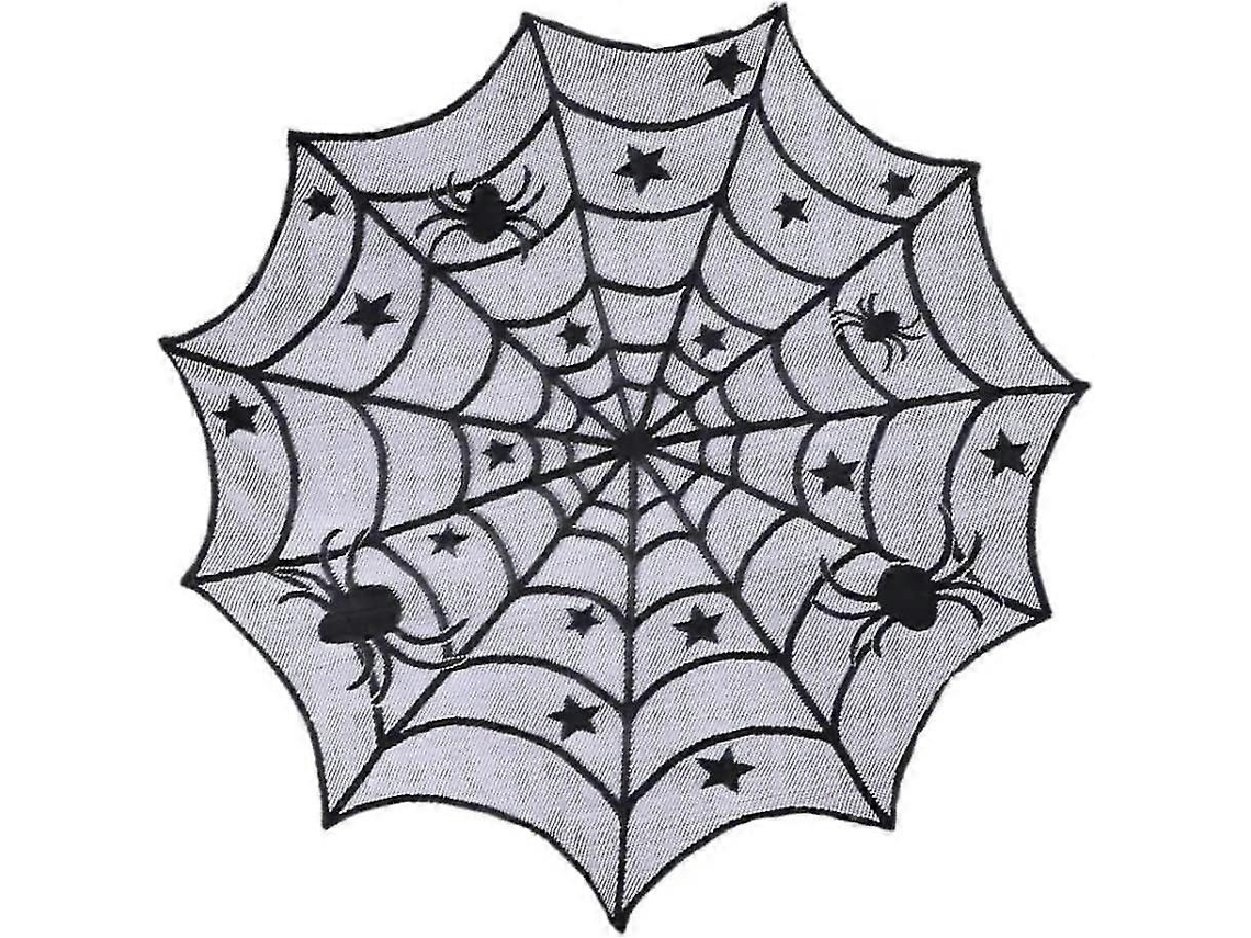 Topper De Renda Aranha Preta Decoração Halloween Mesa 40 Polegadas