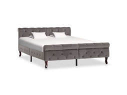 Estrutura De Cama 140x200 Cm Veludo Cinzento