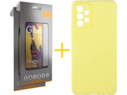 Capa e 2 Películas de Vidro Full Samsung A32 5G SKYHE Silicone Líquido Amarelo