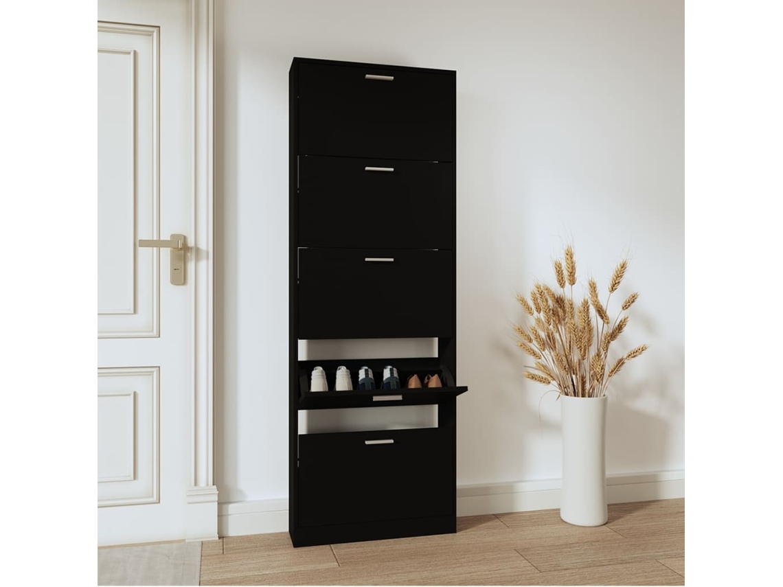 Sapateira 59x17x169 cm Derivados de madeira Preto Dkd Decoração de casa