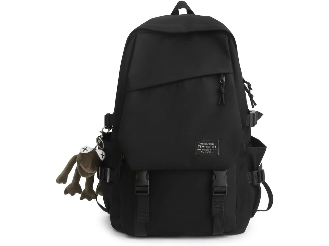 Mochila Laptop Nylon Preta Com Chaveiro De Sapo
