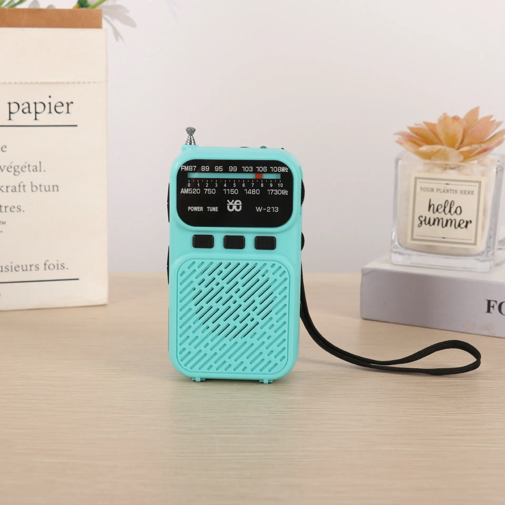 Mini Rádio Analógico Fm/am Lanterna Sinal Estável Dsp Recarregável Alto falante Bluetooth MDUG (azul)
