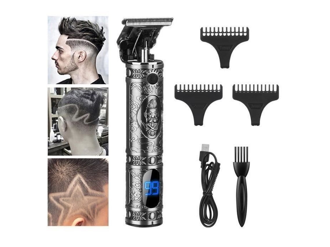 Novo Display Lcd Clippers Cabeça Careca Kit de Aliciamento Elétrico Sem Fio Aparador de Cabelo T-Blade Mkk22