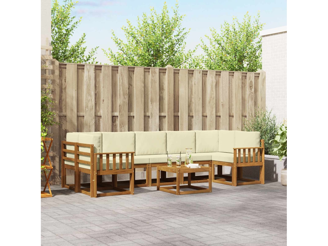 Vidaxl Conjunto De Sofás Para Exterior 8 Pcs Natural E Creme