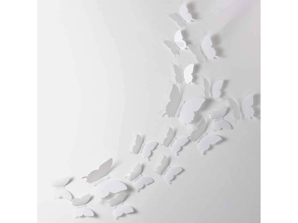 24 Adesivos De Borboletas 3d Desmontáveis Para Decoração De Casa E Quartos (branco)