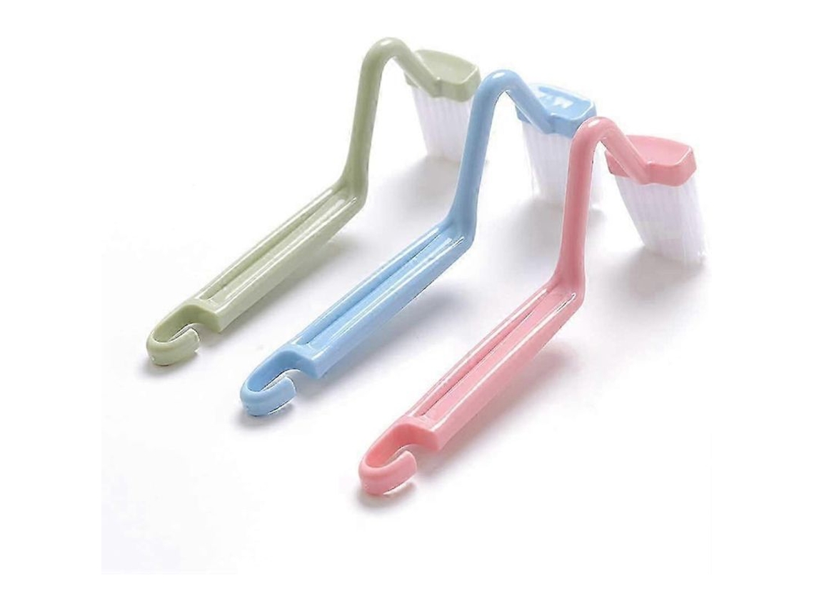 Cepillo De Inodoro Curvo De Plástico Tipo V De 8" (azul, Verde, Rojo, 3 Unidades)