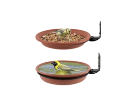 2 comedouros para pássaros, comedouro e bebedouro para pássaros para uso externo, recipiente para água Brilvibera (marrom)