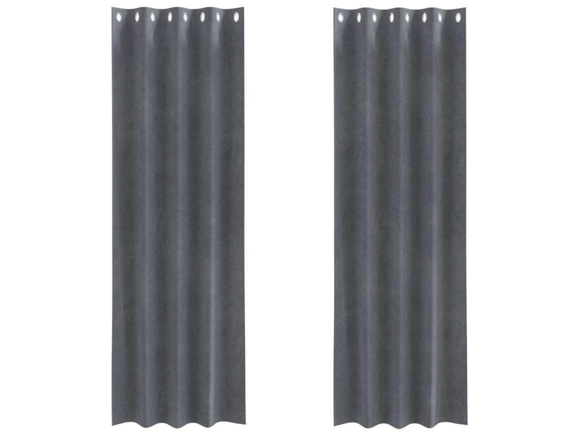 Conjunto 2 Cortinas Opacas Vidaxl Cinzento-claro Veludo (140 X 245 Cm)