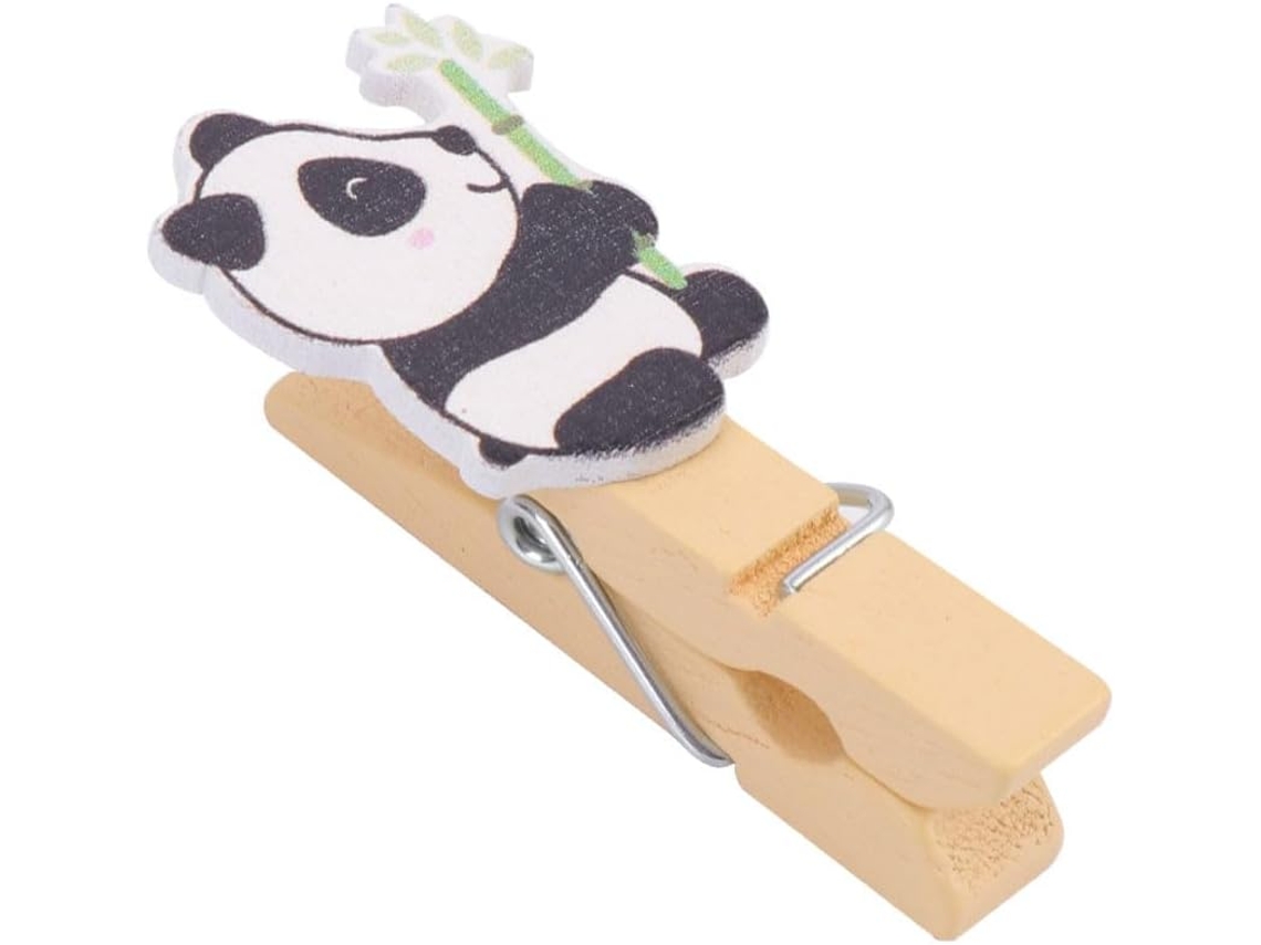 Conjunto 50 Prendedores Madeira Formato Panda Folha Bambu Duráveis Multifuncionais Ideais Decoração Artesanato GOKOCO