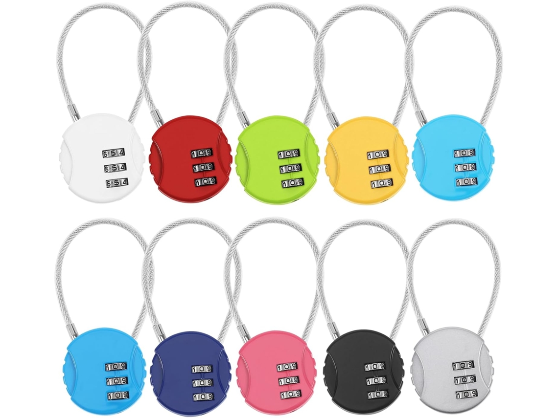 Conjunto De 10 Cadeados Para Mala, Armário Academia, Cadeado