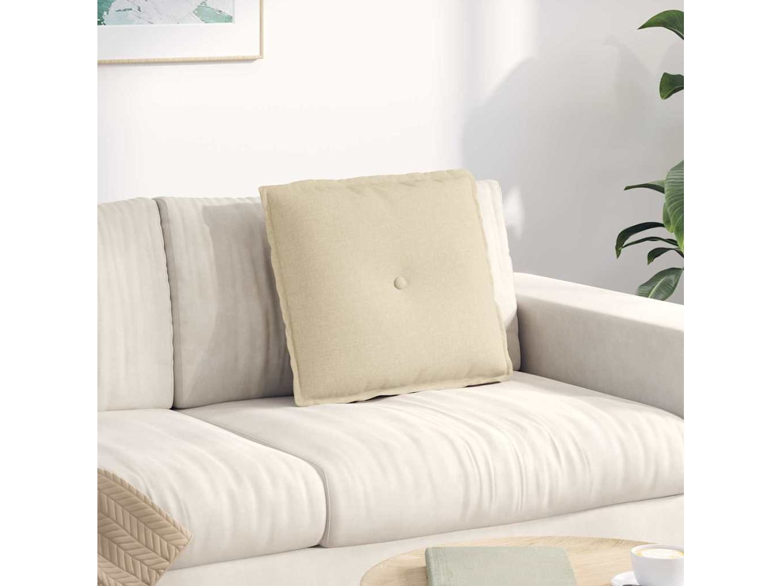 Vidaxl Travesseiro Para Costas Creme 50 X 19 X 45 Cm Tecido