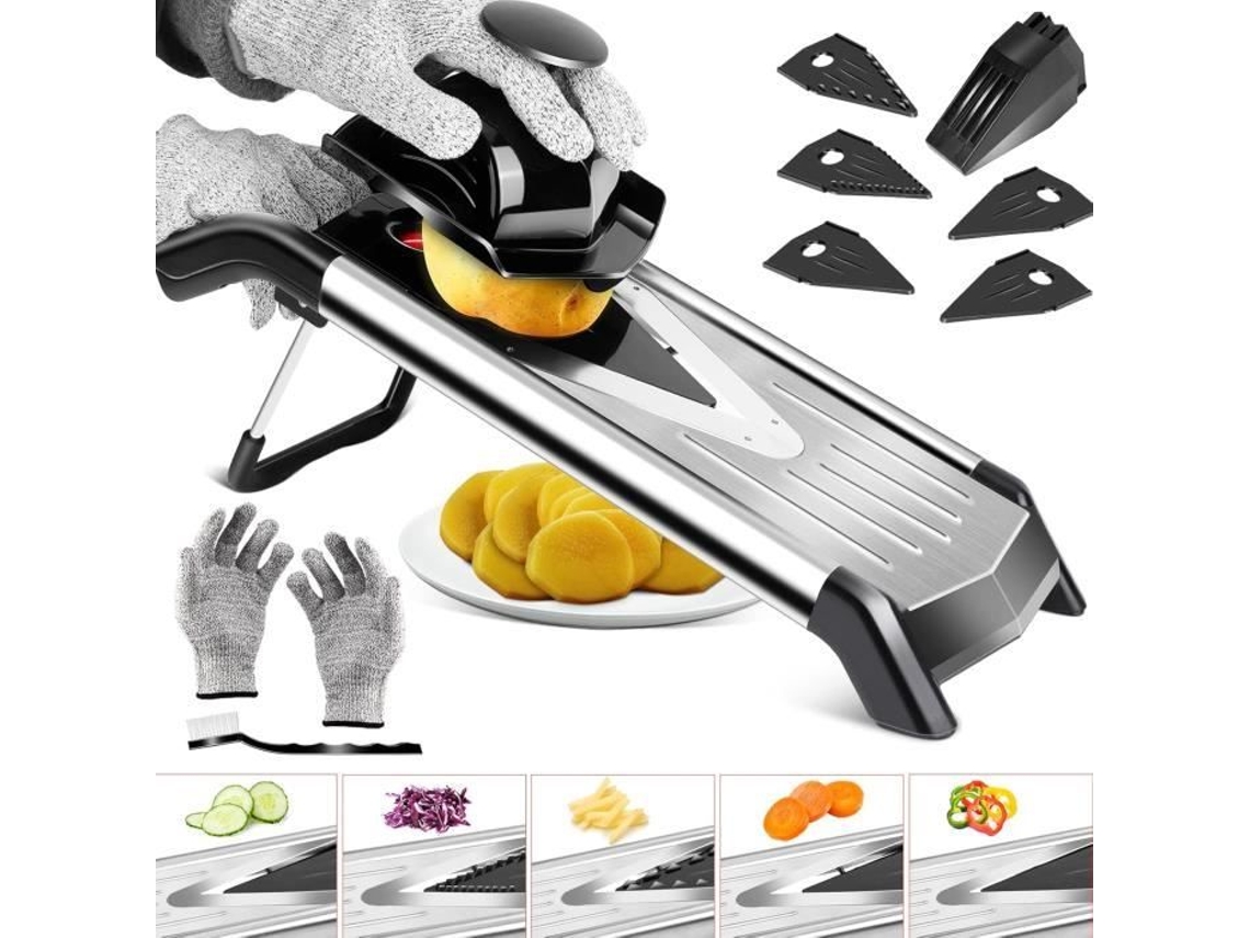 Mandolina Profissional De Cozinha, Aço Inoxidável, 5 Lâminas Em Formato De V, Para Fatiar E Cortar Em Julienne