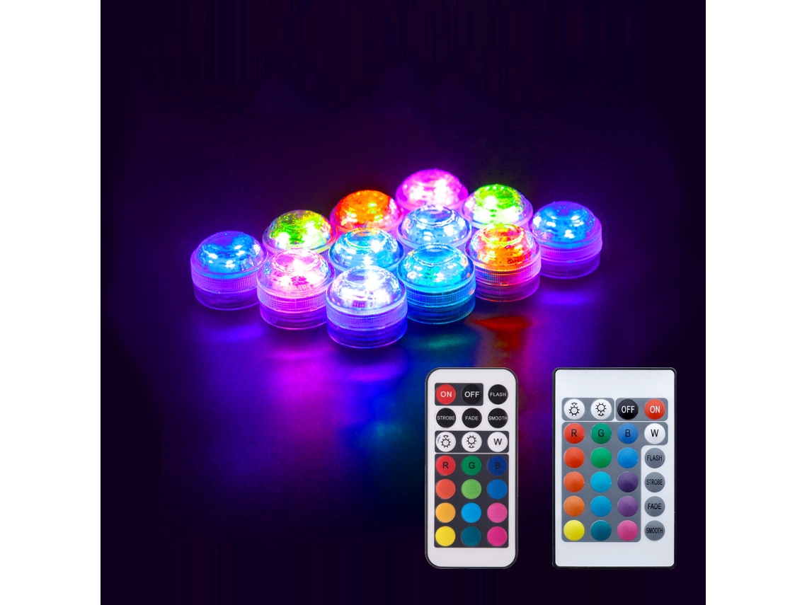 Luzes Subaquáticas de Led com Controle Remoto, Alimentadas por Bateria BRILVIBERA
