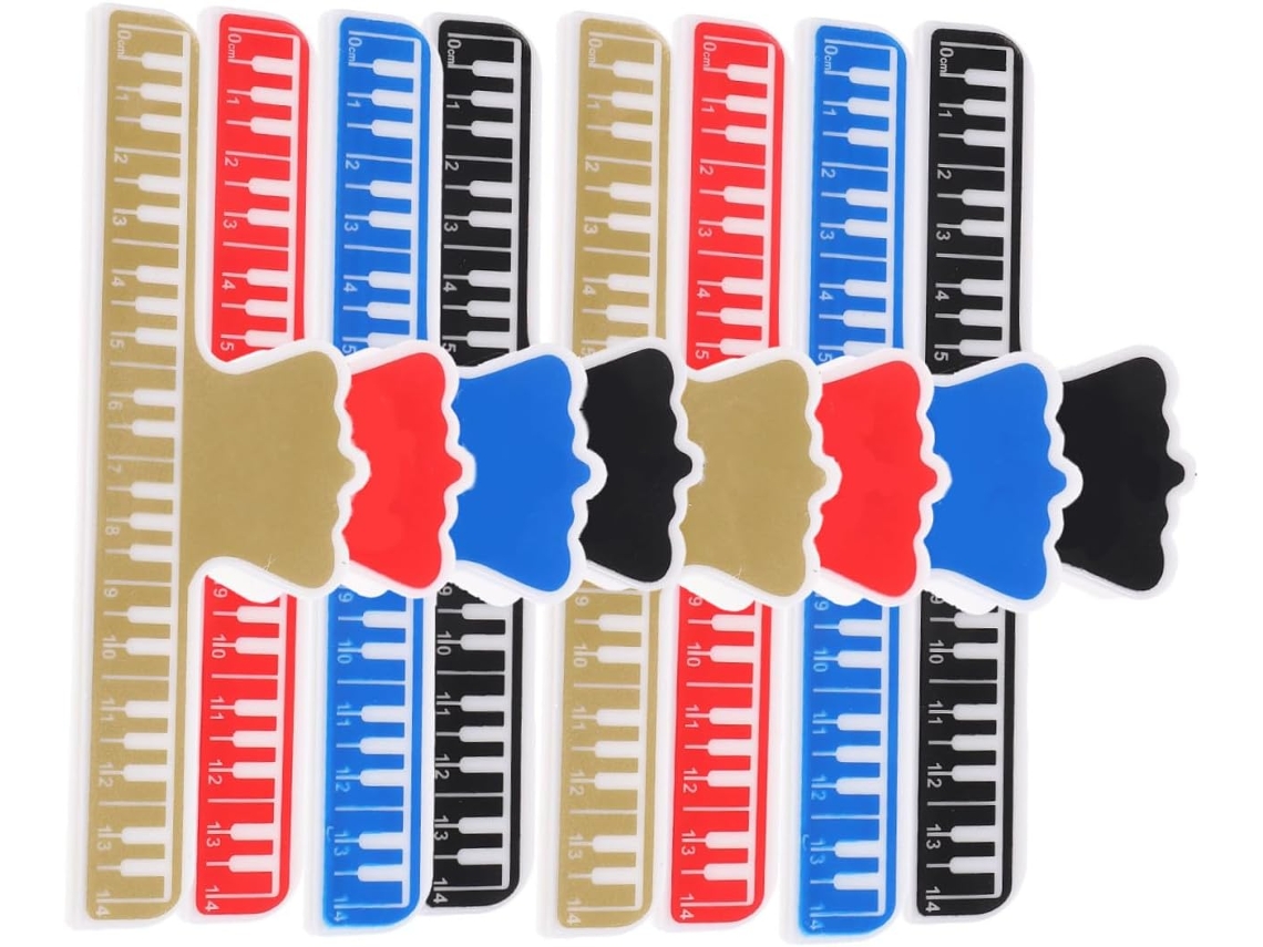Conjunto De 8 Prendedores Partitura Em Plástico Abs, Tamanho Médio, Multicoloridos Vermelho, Preto, Azul E Dourado