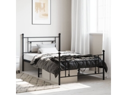 Estrutura De Cama Com Cabeceira E Pés 107x203 Cm Metal Preto