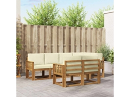 Vidaxl Conjunto De Sofás Para Exterior 7 Pcs Natural E Creme